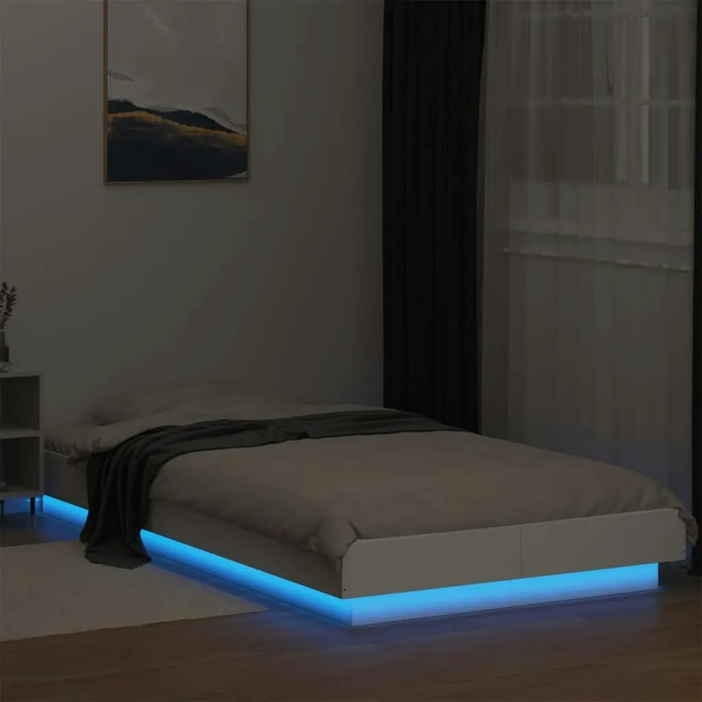 Bed Frame with LED Lights White 90x190 cm Engineered Wood 3281147