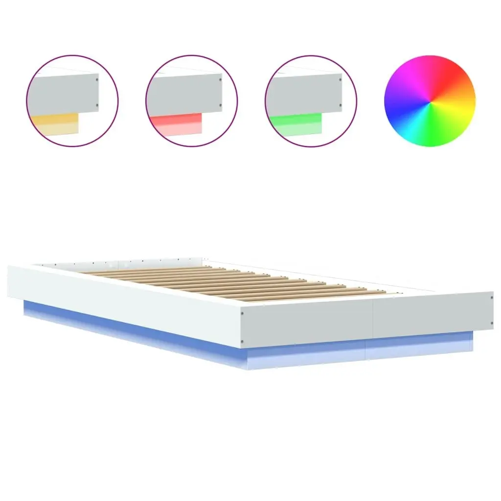 Bed Frame with LED Lights White 90x190 cm Engineered Wood 3281147