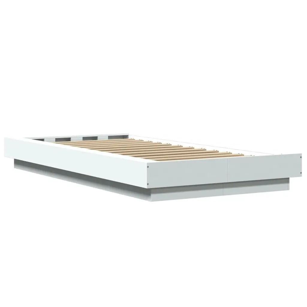 Bed Frame with LED Lights White 90x190 cm Engineered Wood 3281147