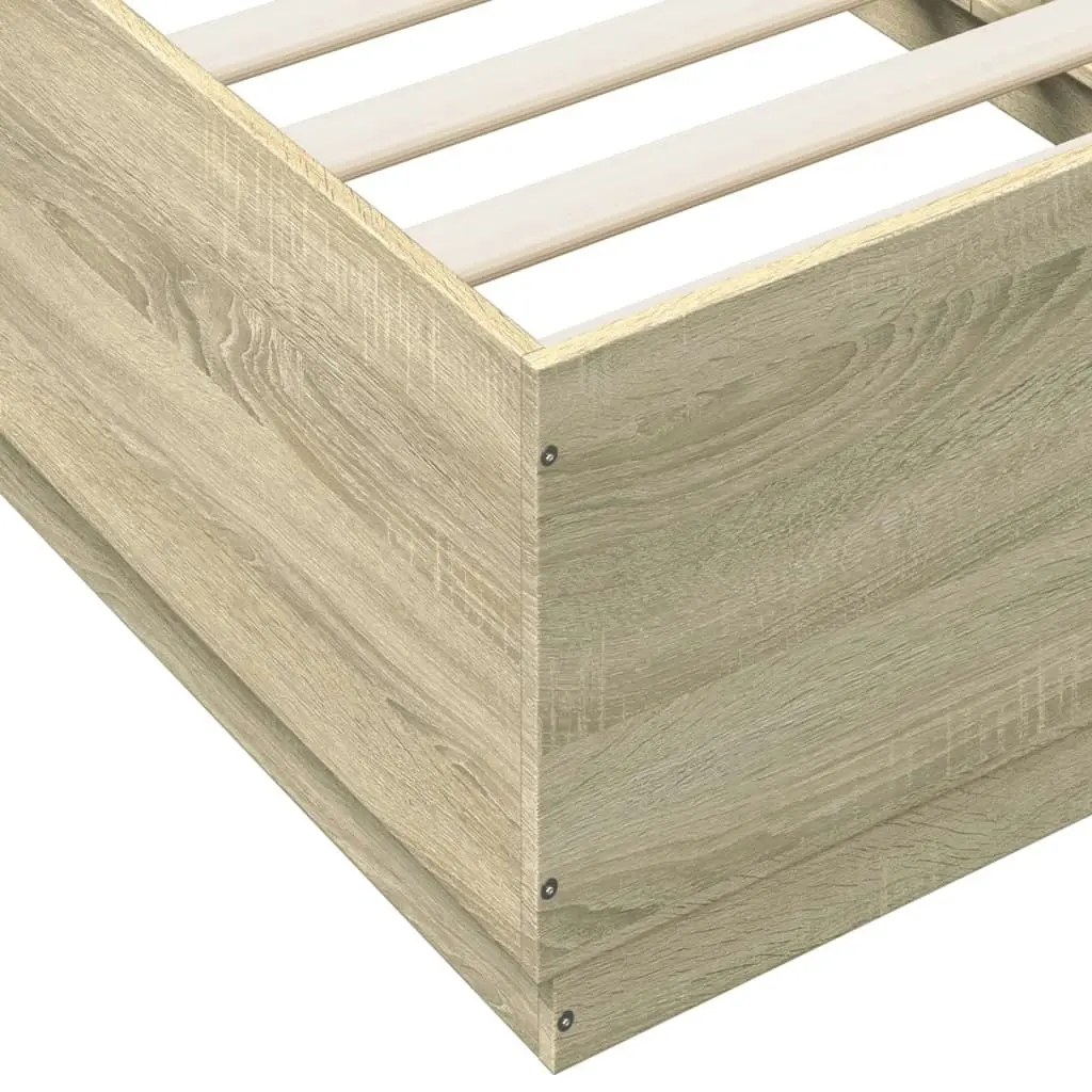 Bed Frame with LED Lights Sonoma Oak 90x190 cm Engineered Wood 3209662