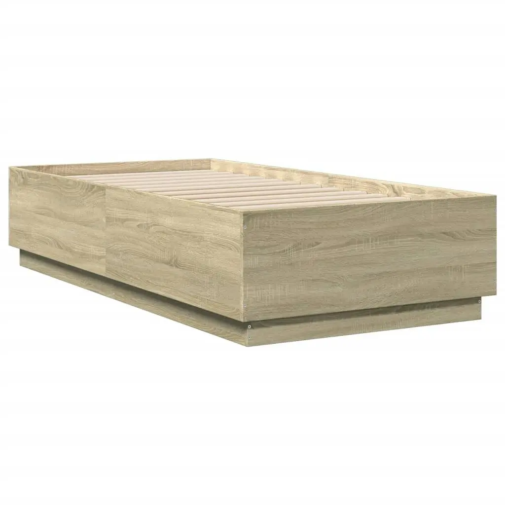 Bed Frame with LED Lights Sonoma Oak 90x190 cm Engineered Wood 3209662