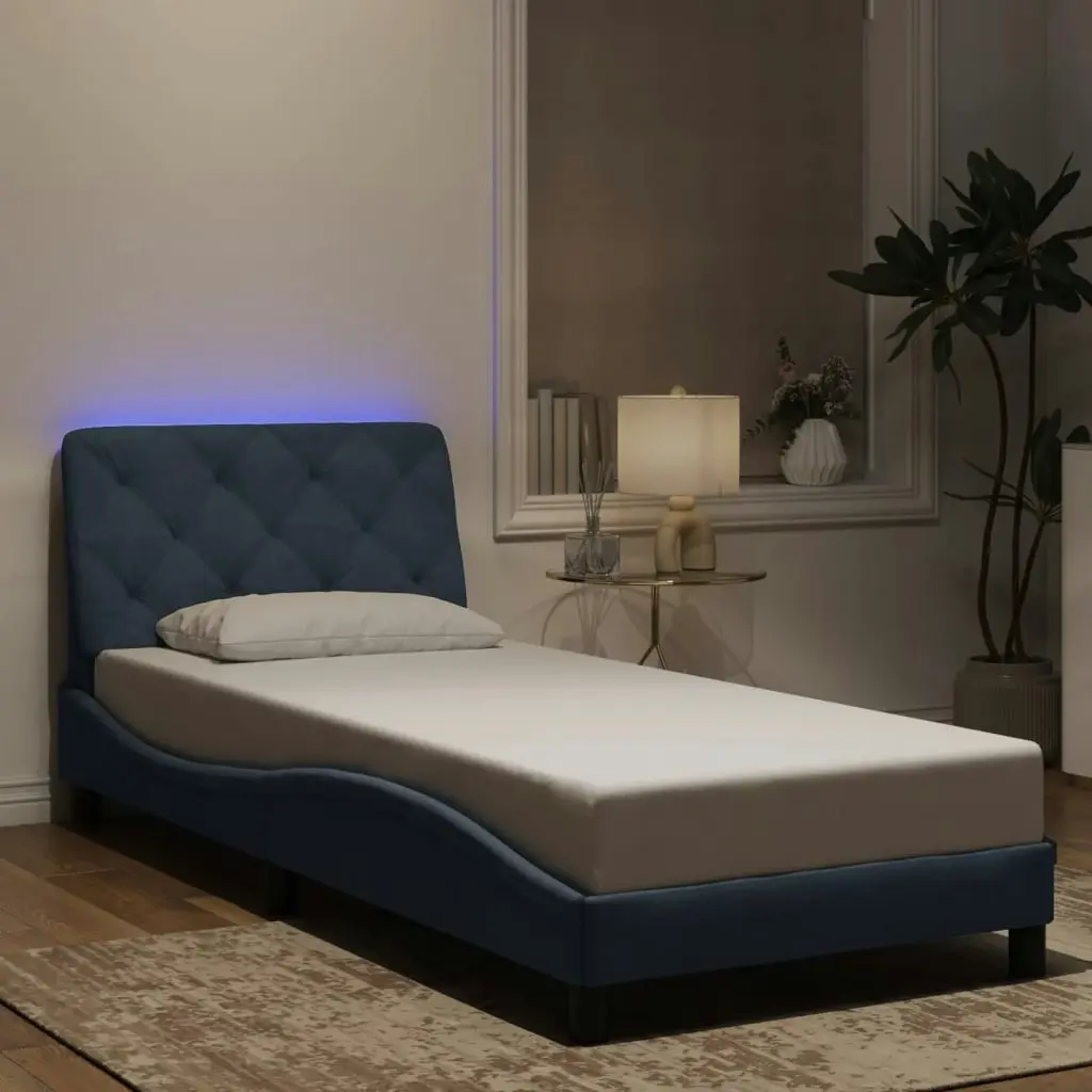 Bed Frame with LED Lights Dark Grey 90x190 cm Velvet 3213826