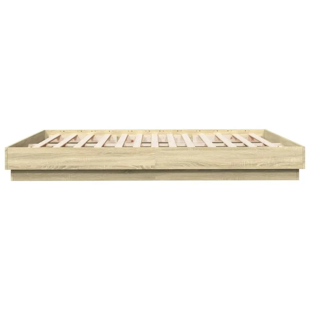 Bed Frame with LED Lights Sonoma Oak 183x203 cm King Size 3209774