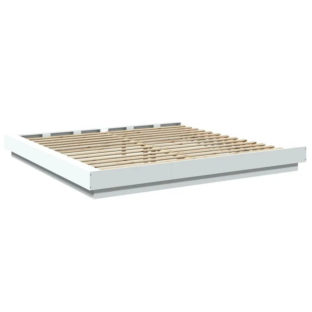 Bed Frame with LED Lights White 183x203 cm King Size Engineered Wood 3281077