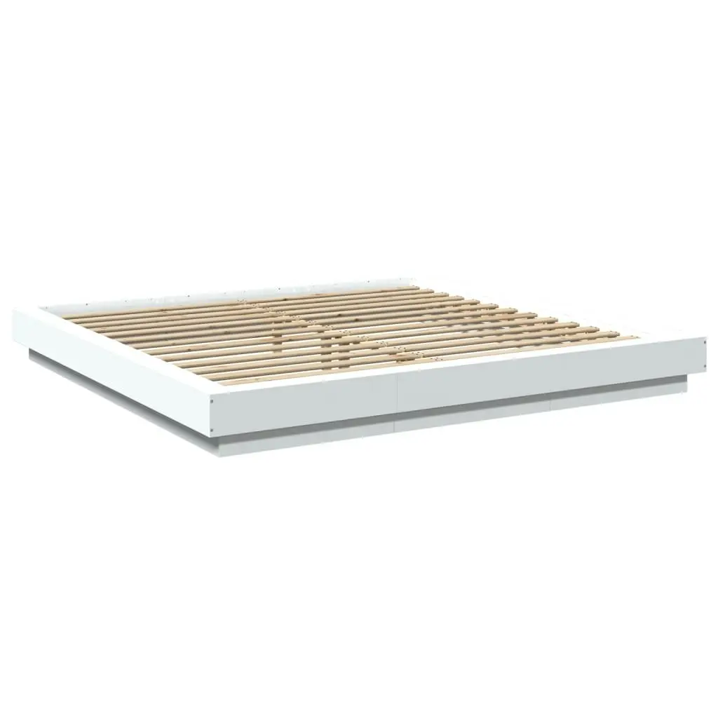 Bed Frame with LED Lights White 183x203 cm King Size Engineered Wood 3281077