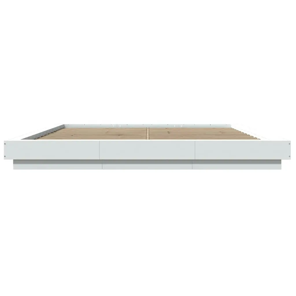 Bed Frame with LED Lights White 183x203 cm King Size Engineered Wood 3281077