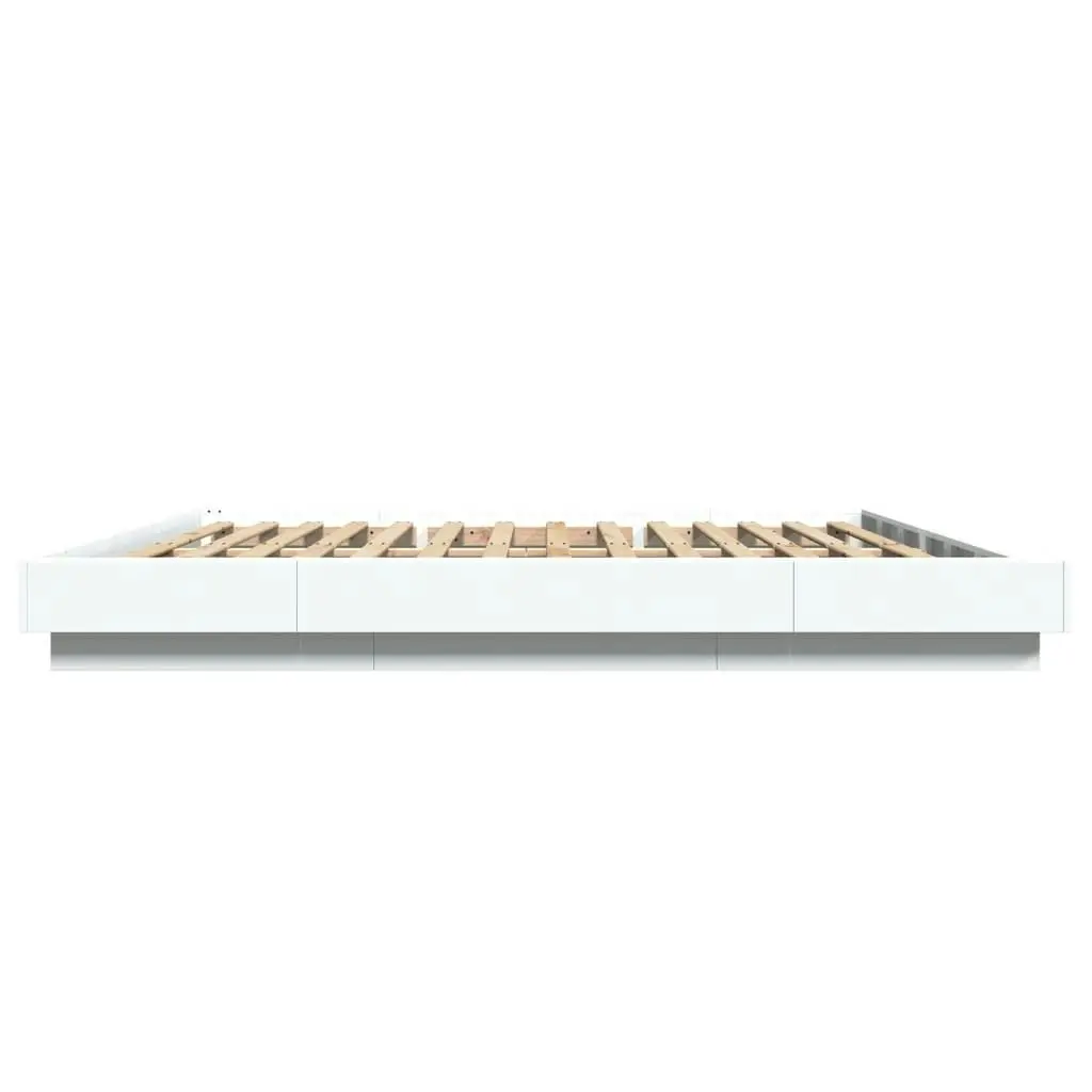 Bed Frame with LED Lights White 183x203 cm King Size Engineered Wood 3281077