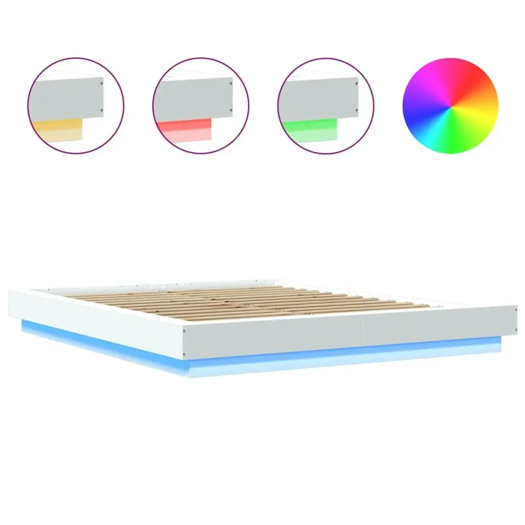 Bed Frame with LED Lights White 150x200 cm Engineered Wood 3281091