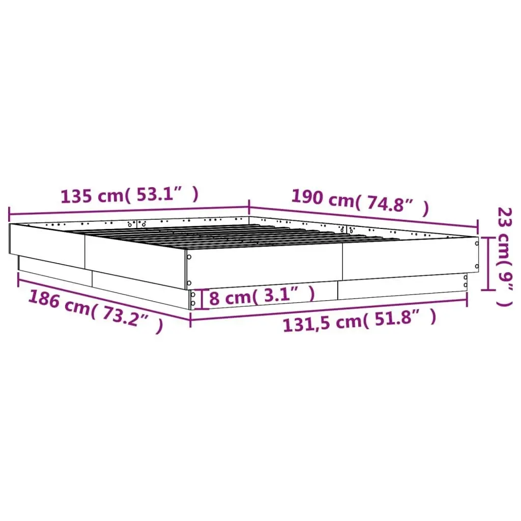 Bed Frame with LED Lights Sonoma Oak 135x190 cm 3209816