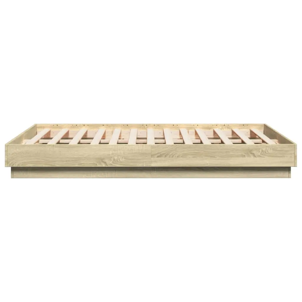 Bed Frame with LED Lights Sonoma Oak 135x190 cm 3209816