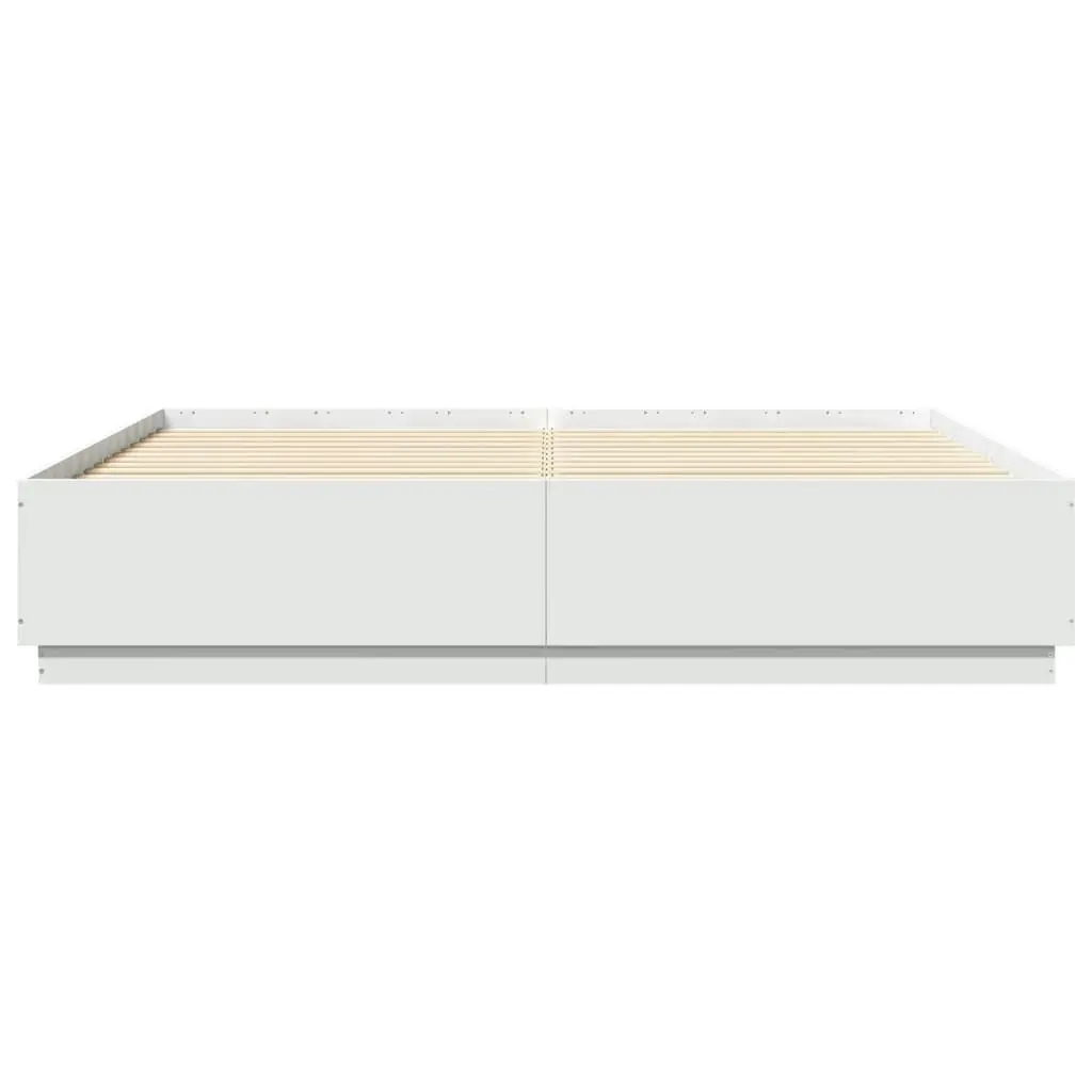 Bed Frame with LED Lights White 183x203 cm King Size Engineered Wood 3209590