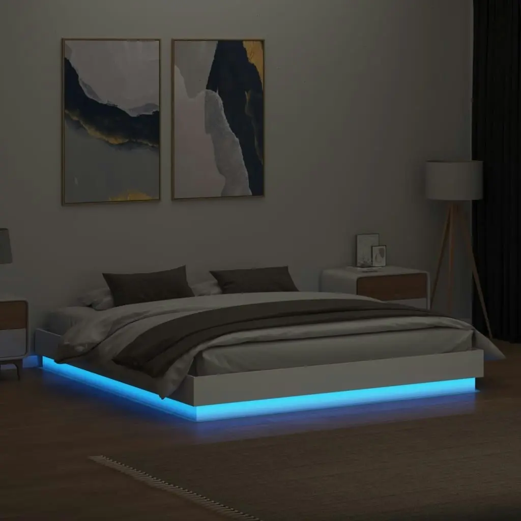 Bed Frame with LED Lights White 183x203 cm King Size 3209772