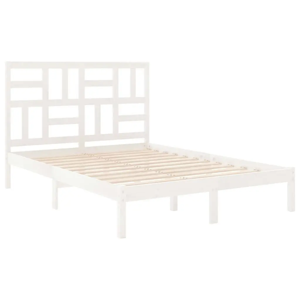 Bed Frame White Solid Wood 137x187 Double Size 3105926