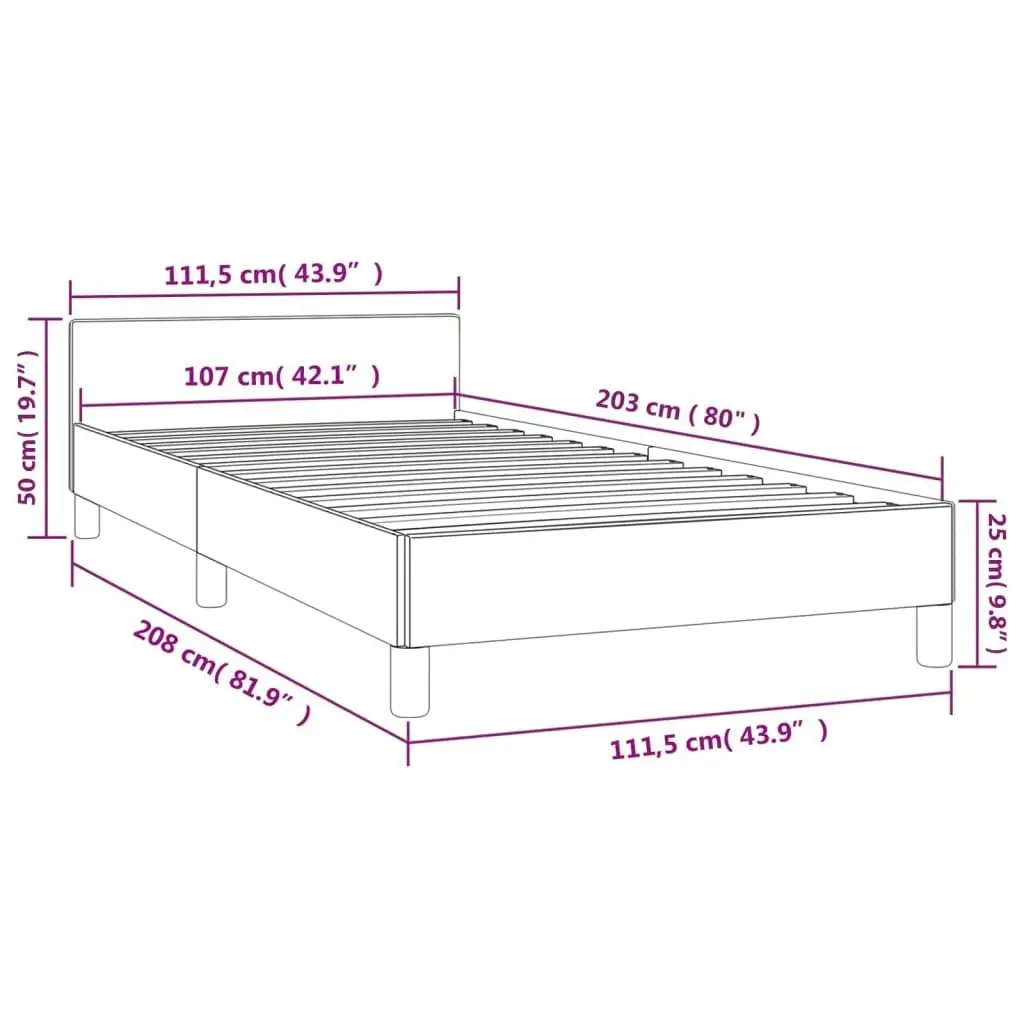 Bed Frame Black 106x203 cm King Single Size Faux Leather 355761