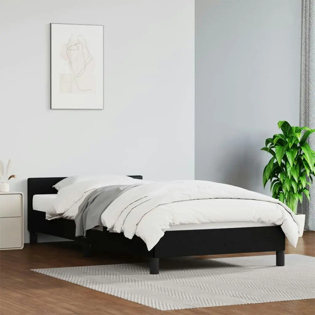 Bed Frame Black 106x203 cm King Single Size Faux Leather 355761