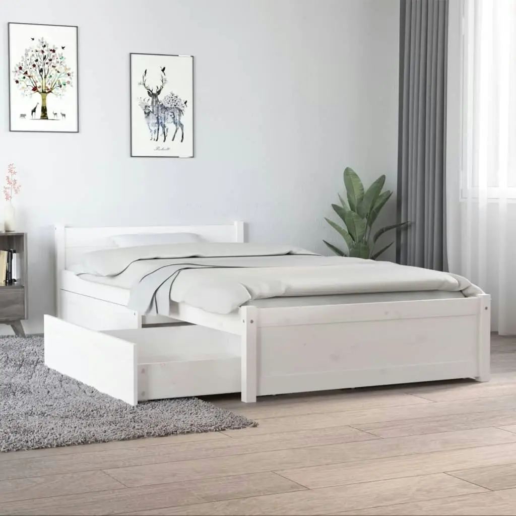 Bed Frame with Drawers White 92x187 cm Single Size 3103479