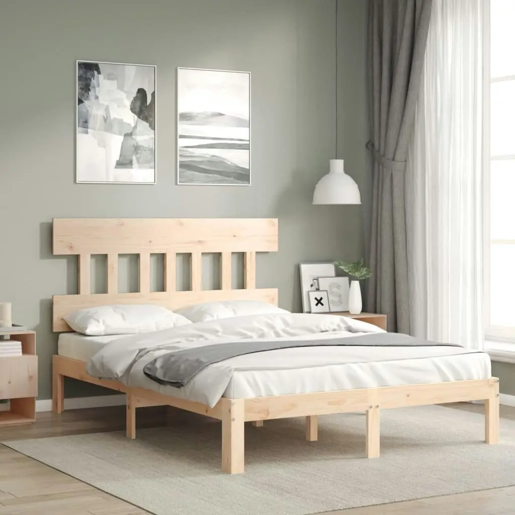 Bed Frame with Headboard 135x190 cm Solid Wood 3193571