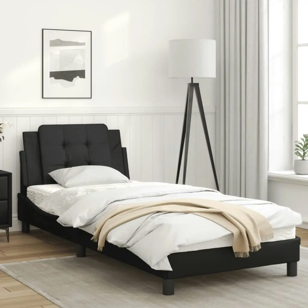 Bed Frame with LED Light Black 90x190 cm Faux Leather 3214200