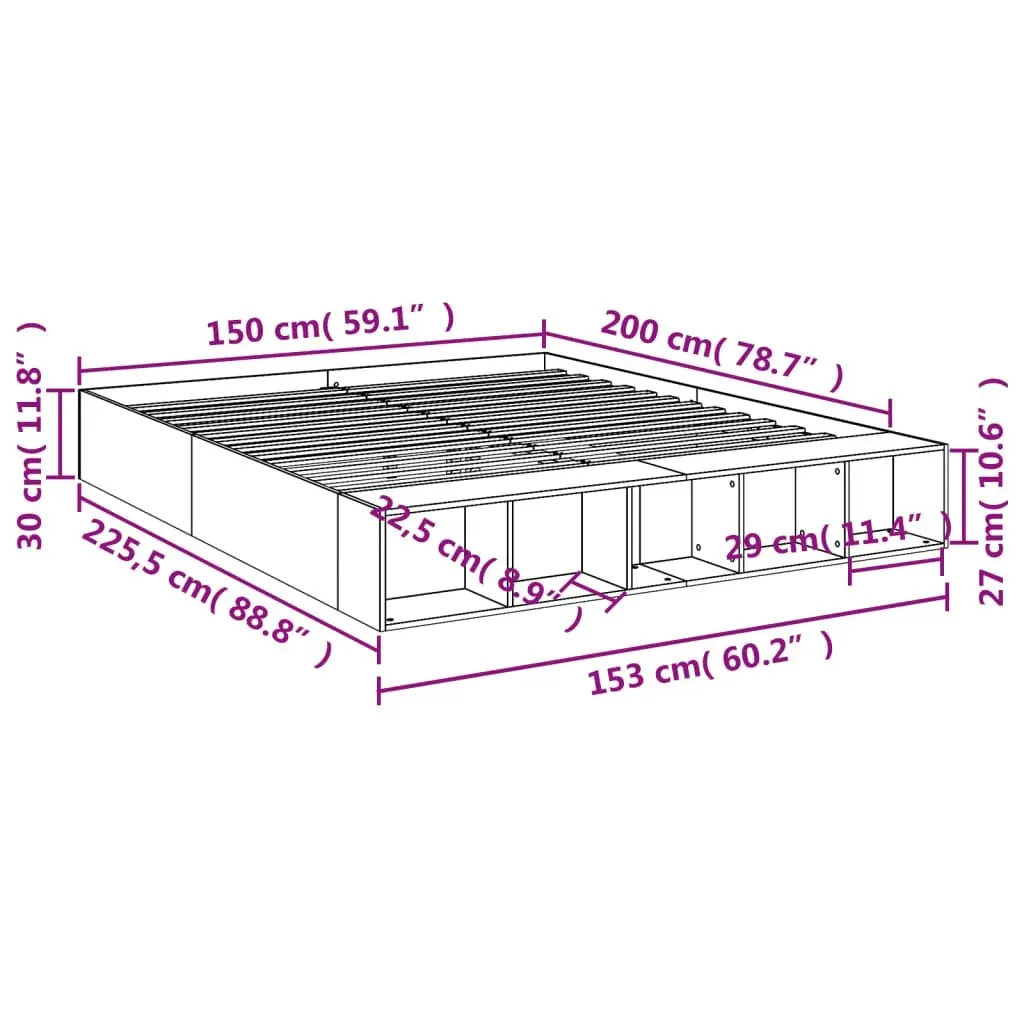 Bed Frame White 150x200 cm Engineered Wood 3280559