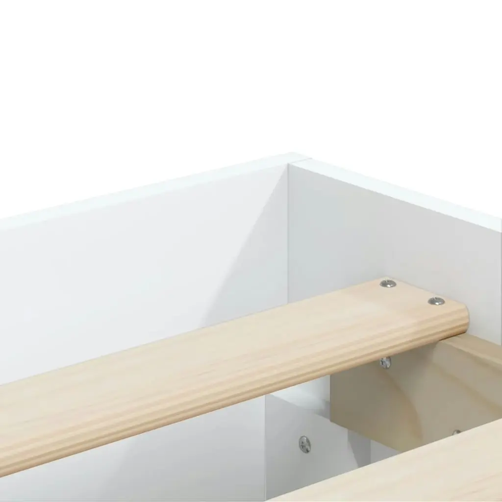 Bed Frame with Drawers White 135x190 cm Engineered Wood 3207308