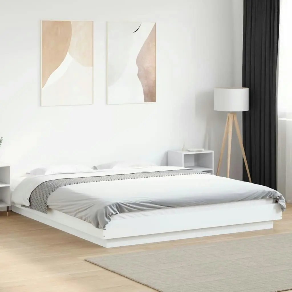 Bed Frame White 150x200 cm Engineered Wood 3281182