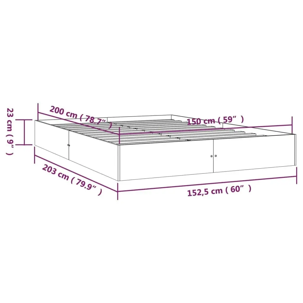 Bed Frame without Mattress Solid Wood 150x200 cm 820037