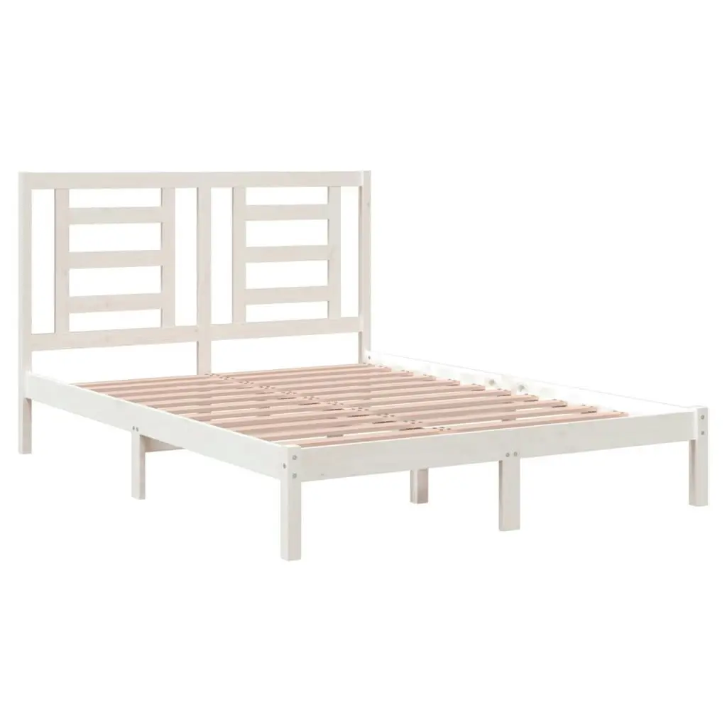 Bed Frame without Mattress White 135x190 cm Solid Wood Pine 3104324