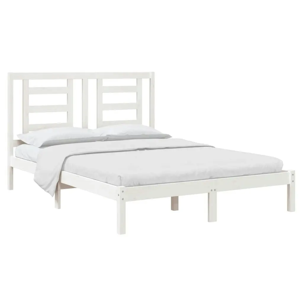 Bed Frame without Mattress White 135x190 cm Solid Wood Pine 3104324