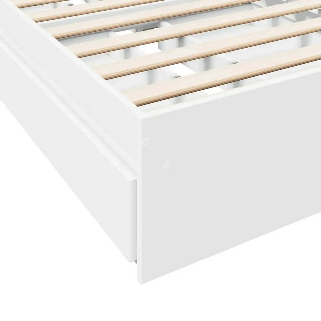 Bed Frame with Drawers White 90x190 cm Engineered Wood 3280706