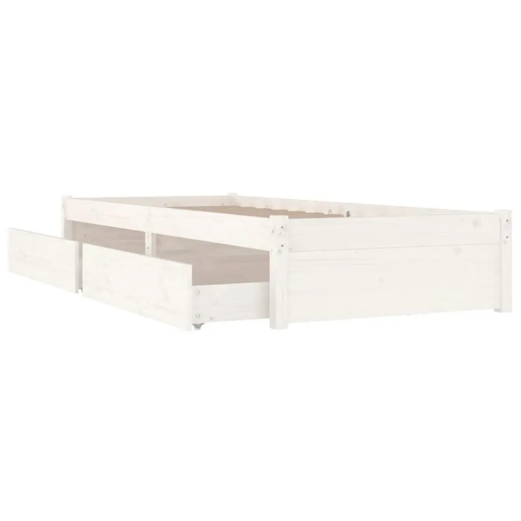 Bed Frame with Drawers White 92x187 cm Single Size 3103459