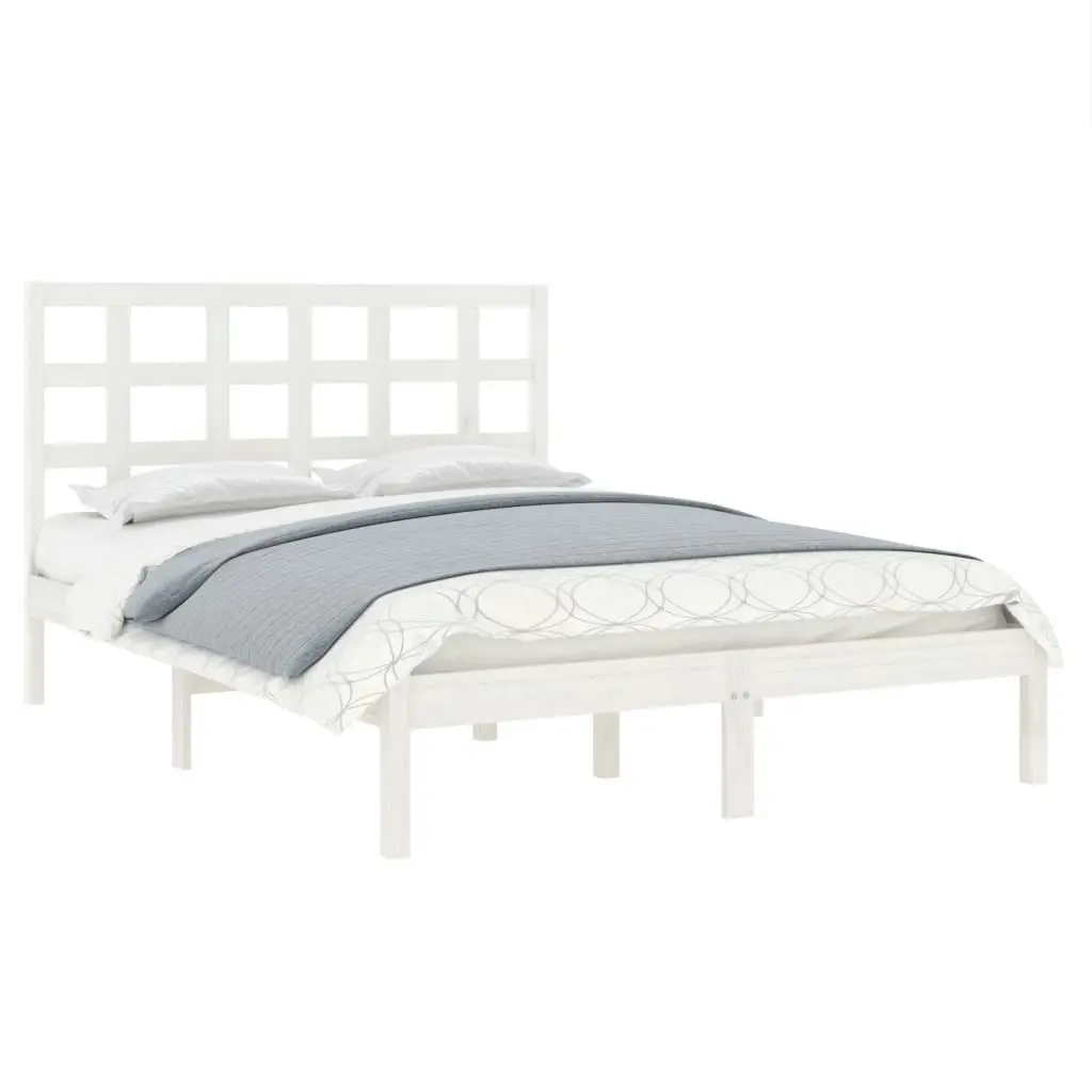 Bed Frame White Solid Wood 183x203 cm King Size 3105486