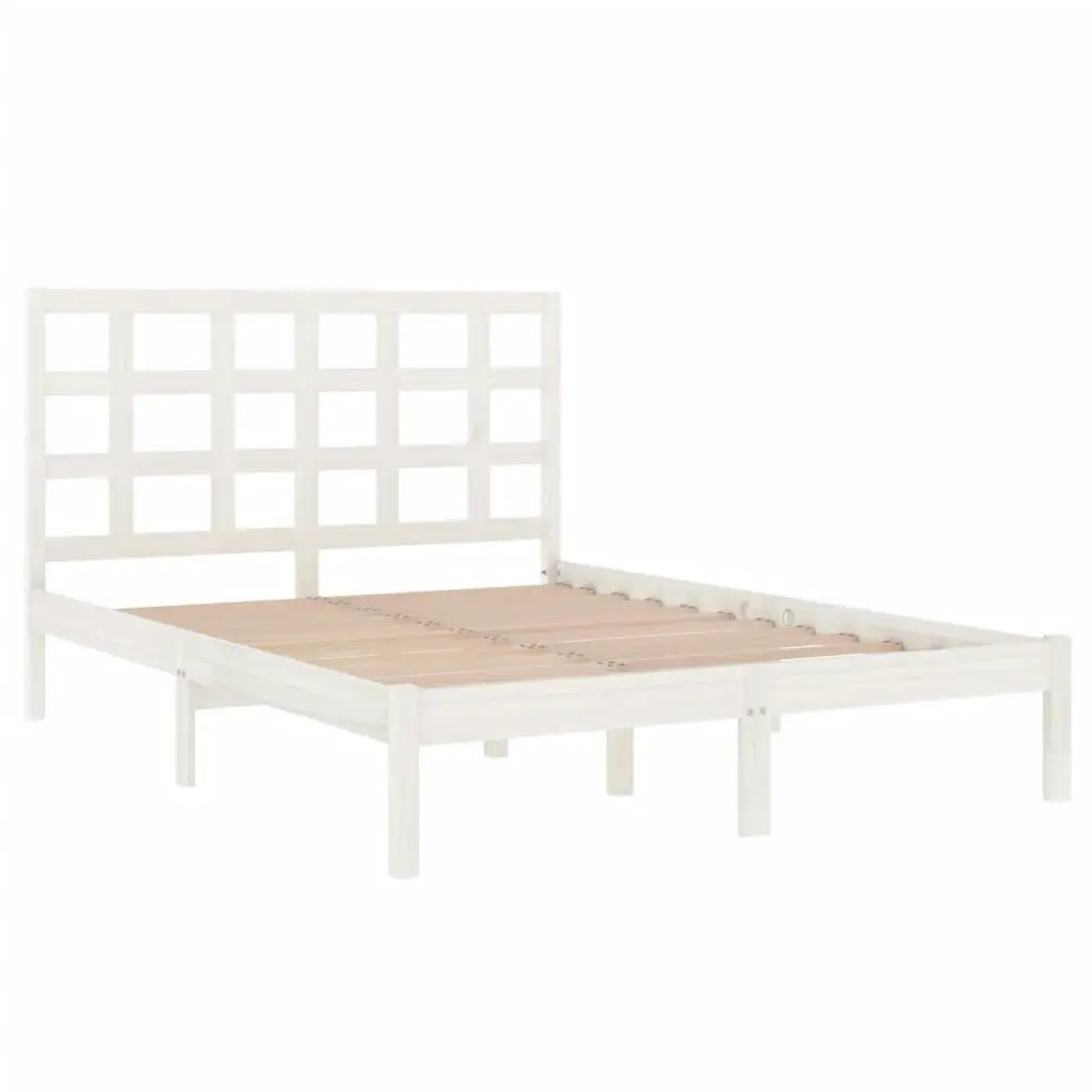 Bed Frame White Solid Wood 183x203 cm King Size 3105486