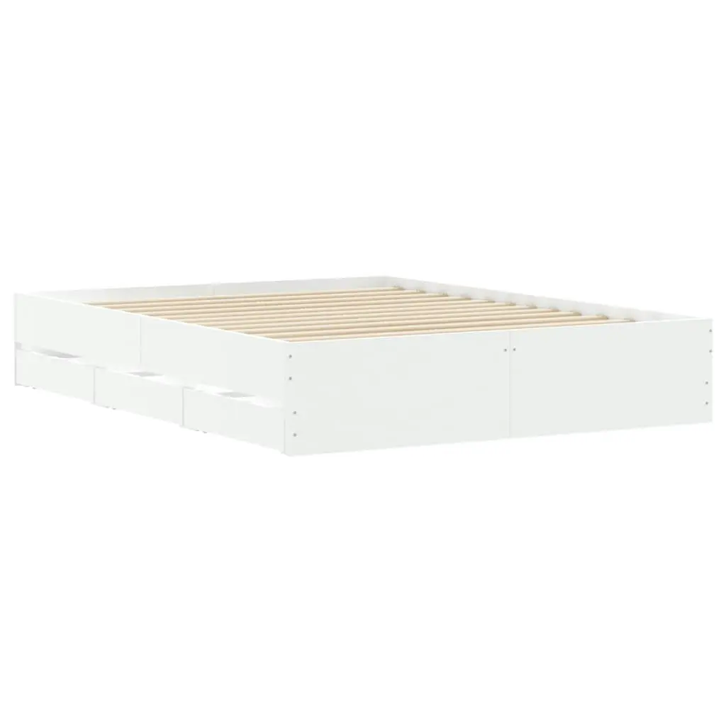 Bed Frame with Drawers White 150x200 cm Engineered Wood 3207266