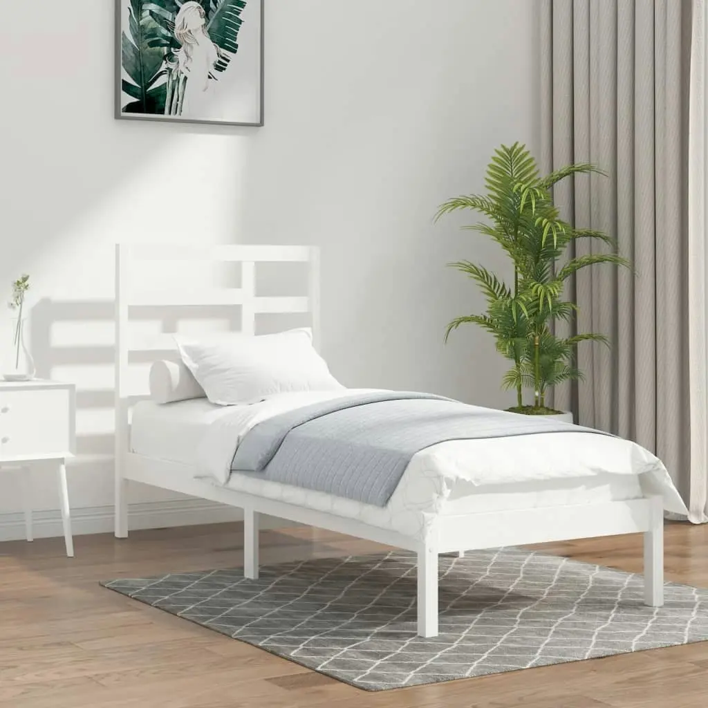 Bed Frame without Mattress White Solid Wood 90x190 cm 3105761