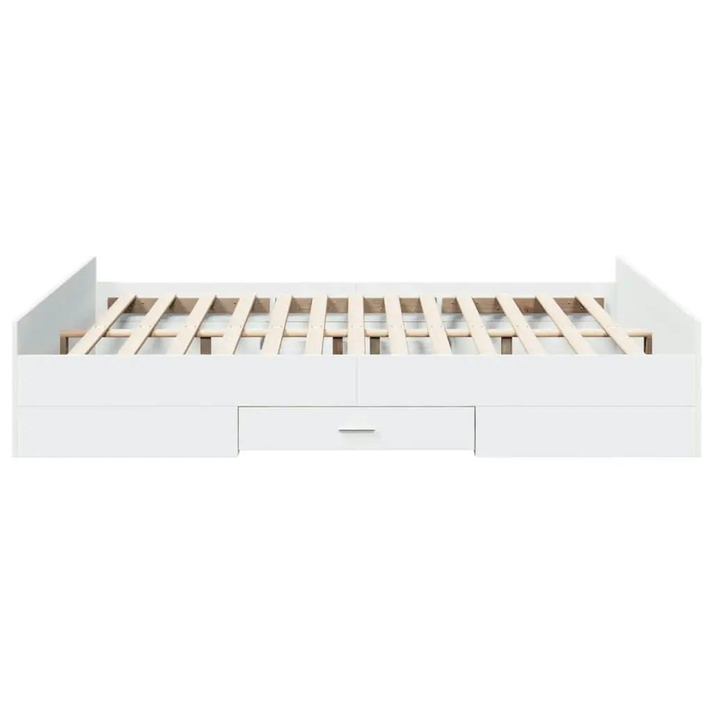 Bed Frame with Drawers White 150x200 cm Engineered Wood 3280286