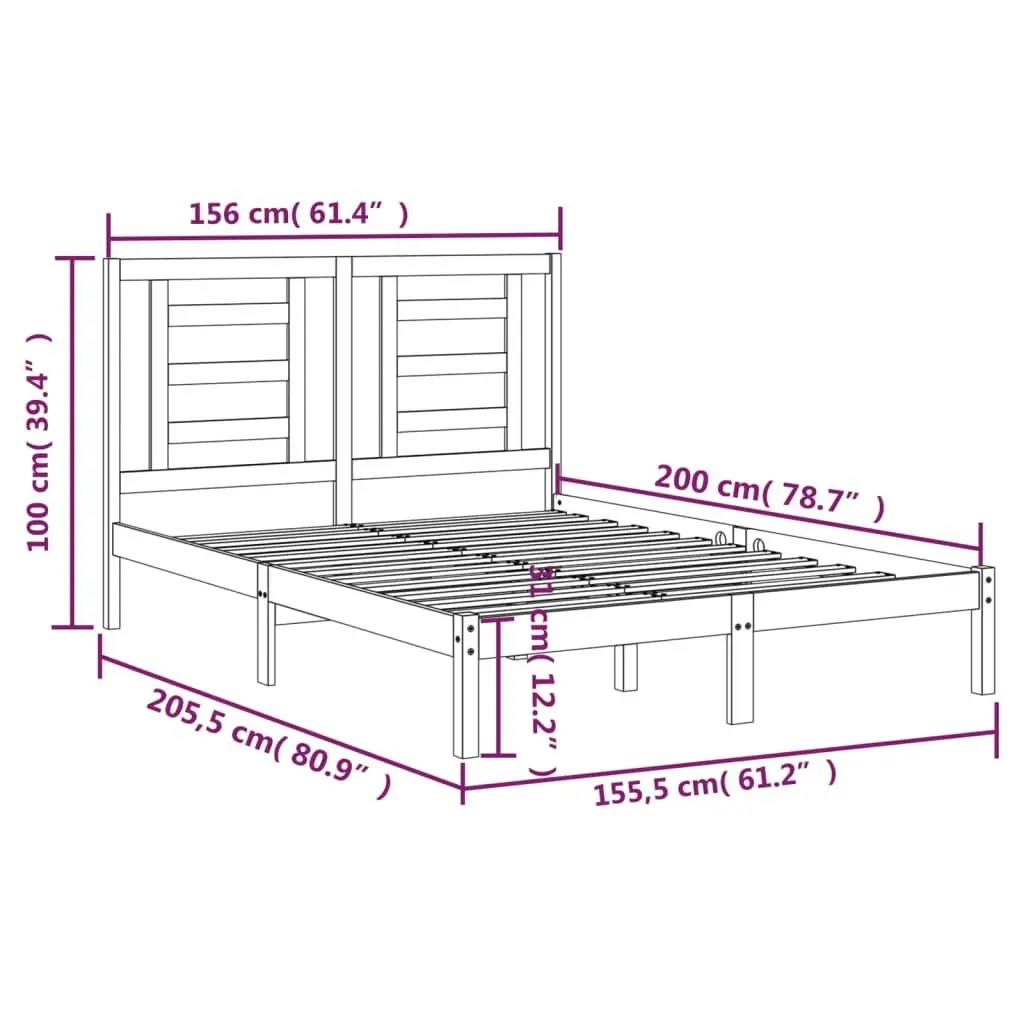 Bed Frame without Mattress White 150x200 cm Solid Wood Pine 3104354