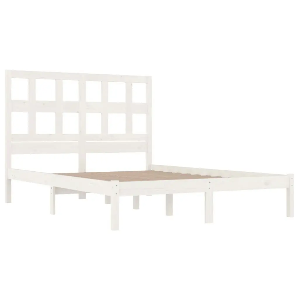 Bed Frame without Mattress White 150x200 cm Solid Wood Pine 3104484