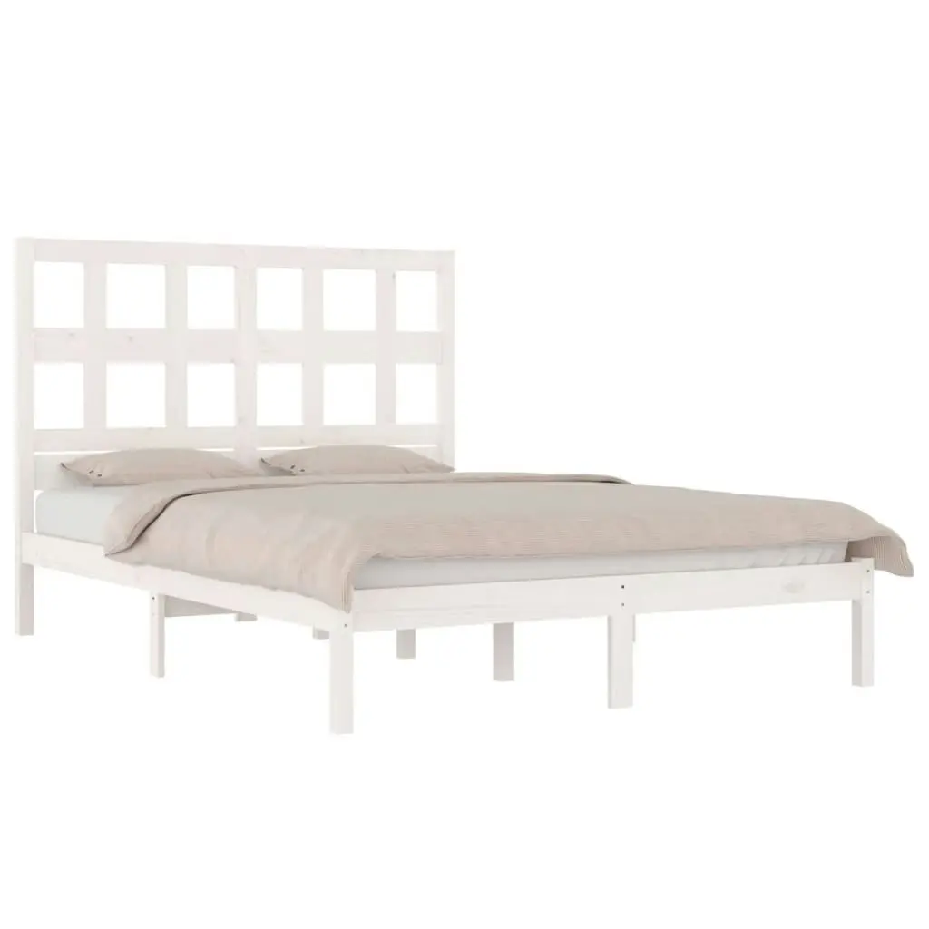 Bed Frame without Mattress White 150x200 cm Solid Wood Pine 3104484