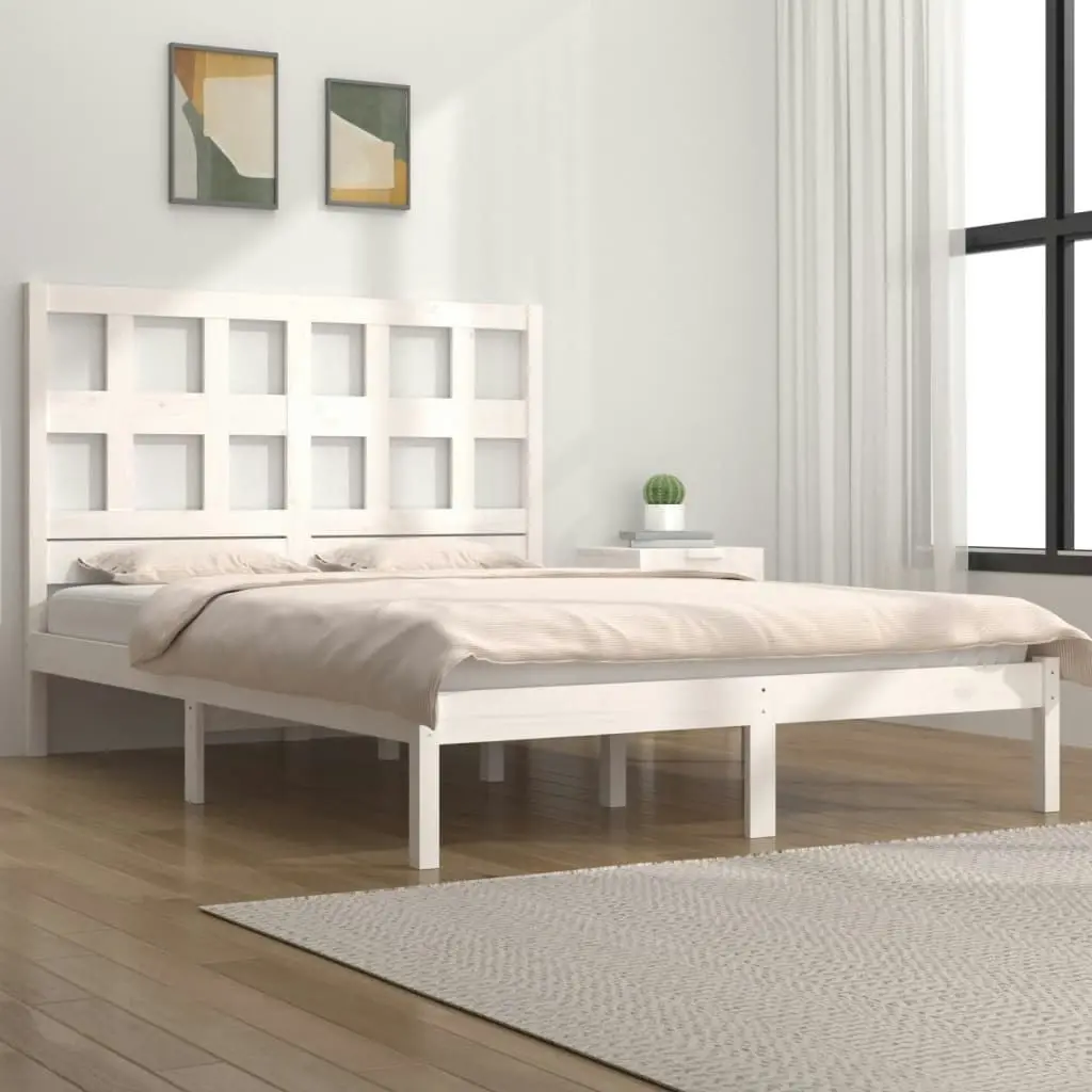 Bed Frame without Mattress White 150x200 cm Solid Wood Pine 3104484