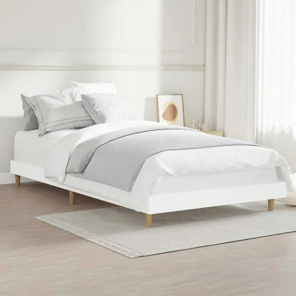 Bed Frame White 92x187 cm Single Size Engineered Wood 832093