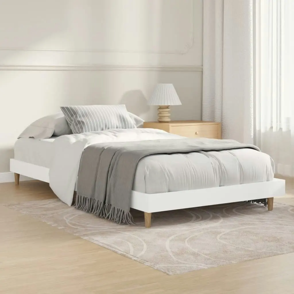 Bed Frame White 92x187 cm Single Size Engineered Wood 832093