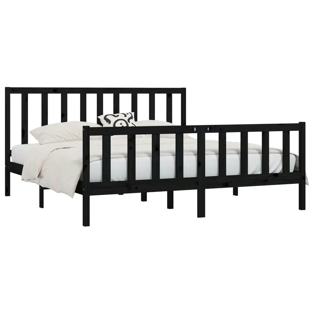 Bed Frame without Mattress Black 183x203 cm King Solid Wood 3106852