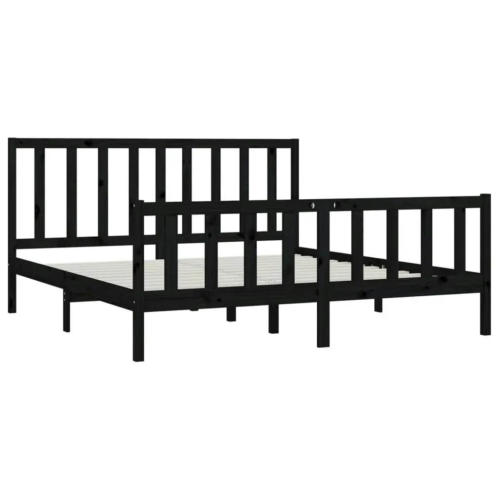 Bed Frame without Mattress Black 183x203 cm King Solid Wood 3106852