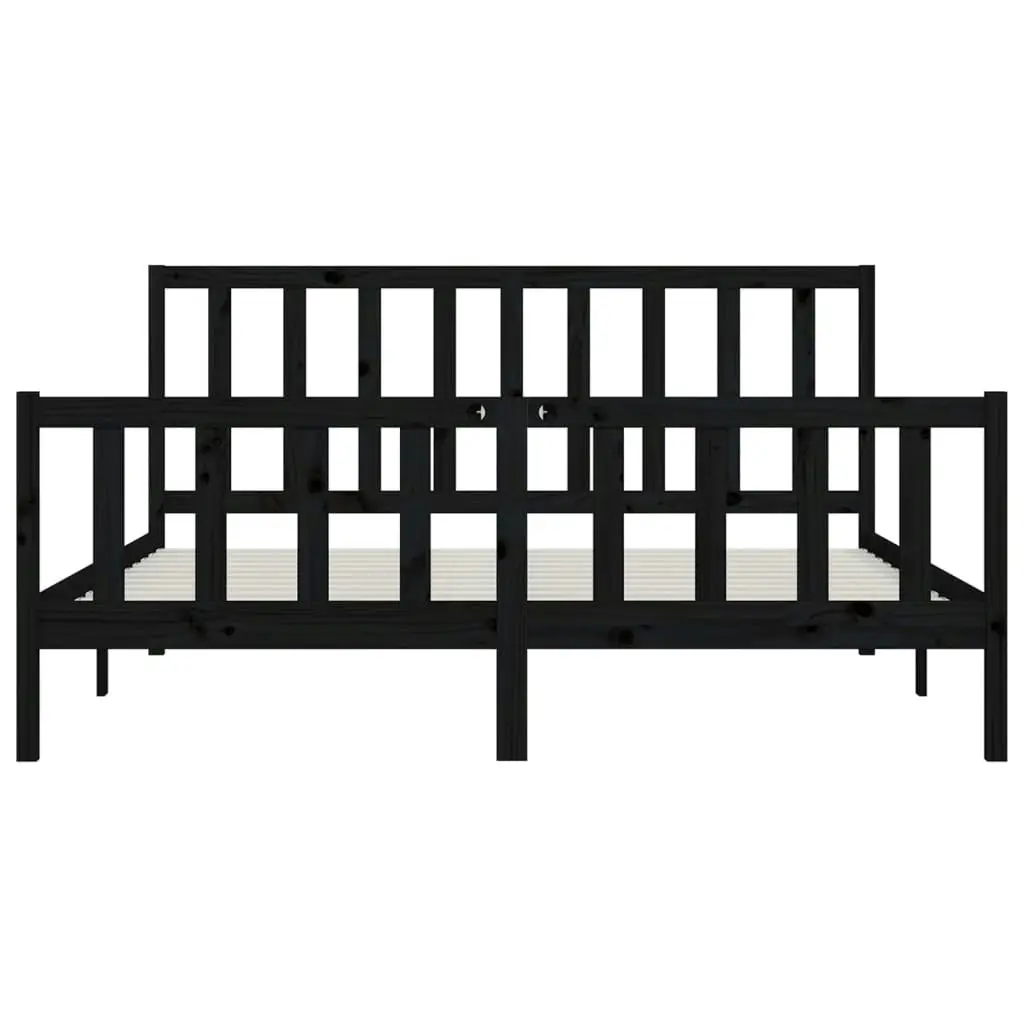 Bed Frame without Mattress Black 183x203 cm King Solid Wood 3106852