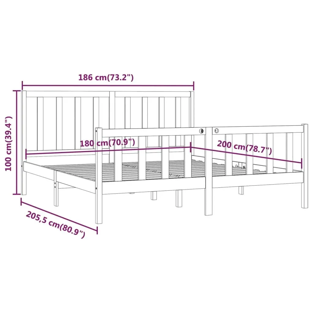 Bed Frame without Mattress Black 183x203 cm King Solid Wood 3106852