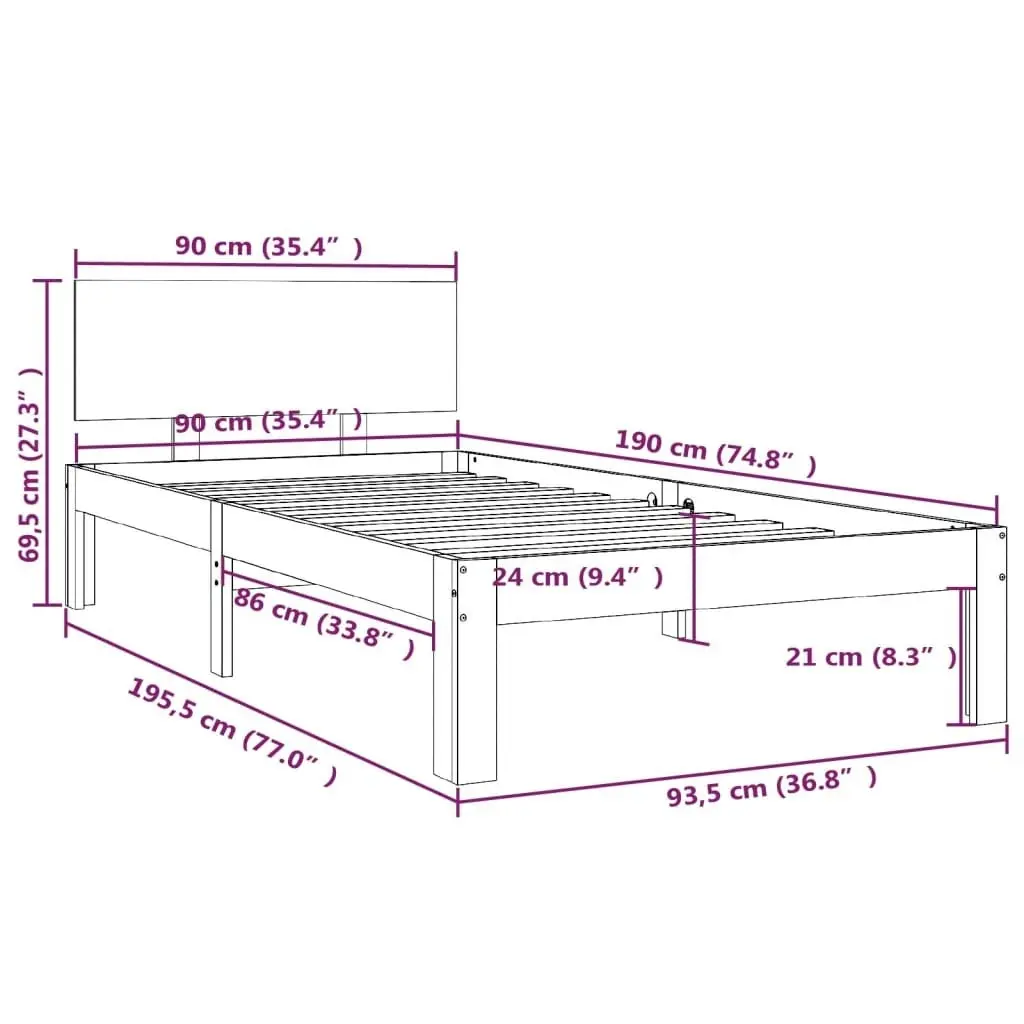 Bed Frame without Mattress White 90x190 cm 810461