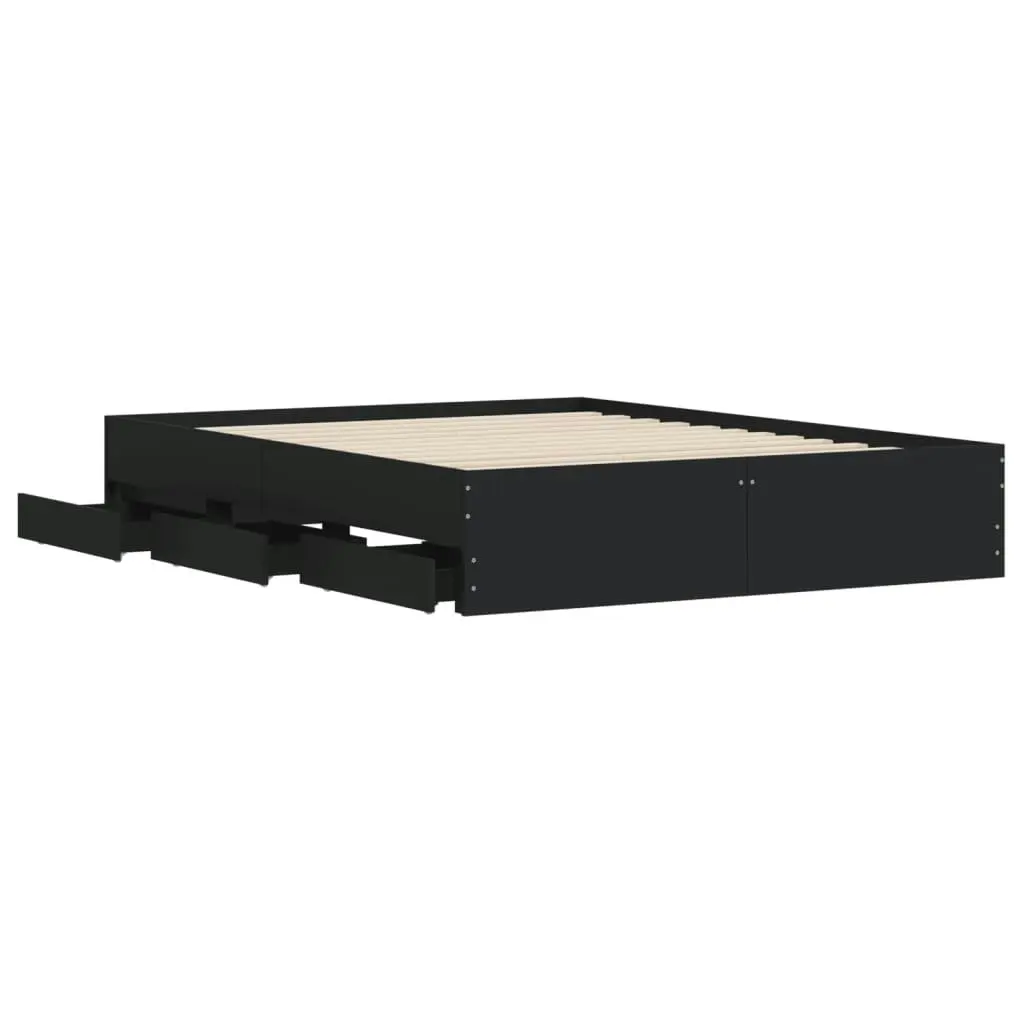 Bed Frame with Drawers without Mattress Black 150x200 cm 3207267