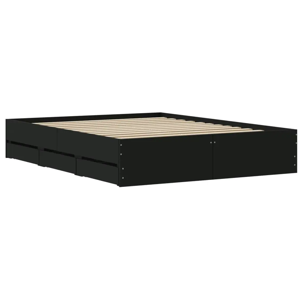 Bed Frame with Drawers without Mattress Black 150x200 cm 3207267