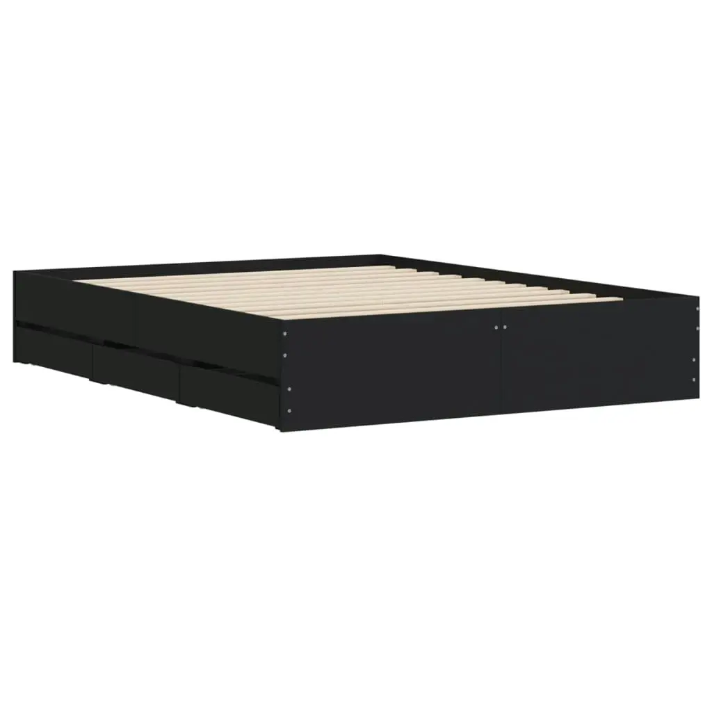 Bed Frame with Drawers without Mattress Black 150x200 cm 3207267