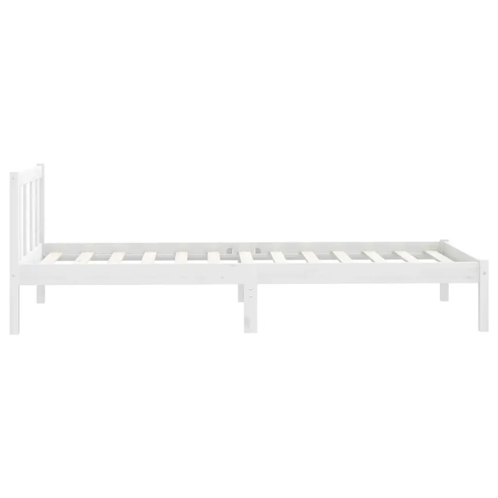 Bed Frame White Solid Wood Pine 92x187 cm Single Size 810048